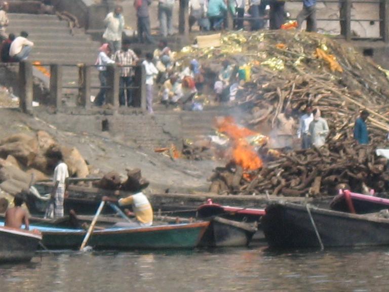 "Life and death come face to face besides the Ganges at Varanasi"